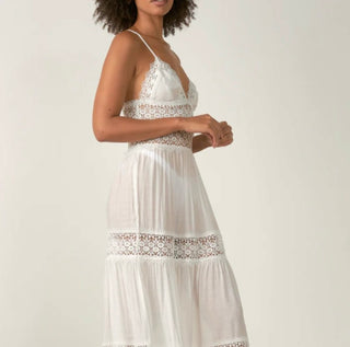 Lace Panel Strap Dress-WHITE - The Vault by Sacha