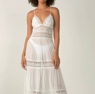 Lace Panel Strap Dress-WHITE - The Vault by Sacha