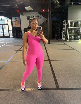 Neon Pink Yoga Romper