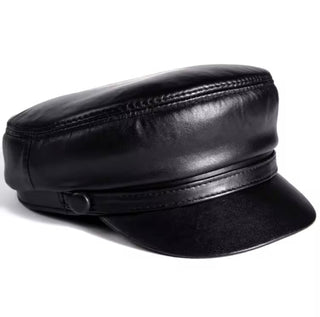 Genuine Leather Midnight News Boy Cap Hat 12/27