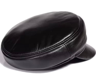 Genuine Leather Midnight News Boy Cap Hat 12/27