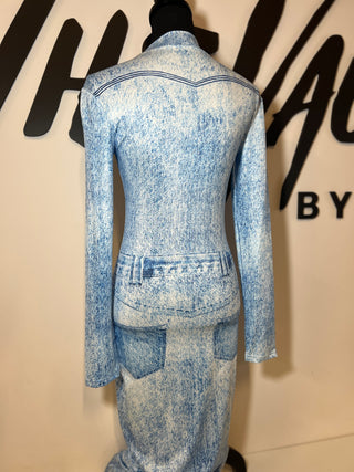 Denim Printed Dress | SIZE M | FINAL SALE - The Vault by Sacha