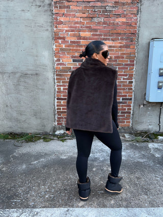 Fauxy Brown Fur Poncho