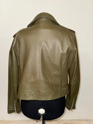 Olive Classic Biker Leather Jacket | FINAL SALE