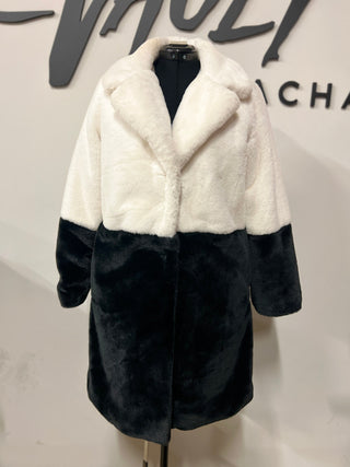 Black & White Contrast Fur Coat FINAL SALE