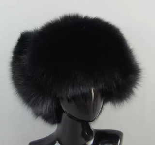 Black Genuine Leather & Fox Trapper Hat 1/3