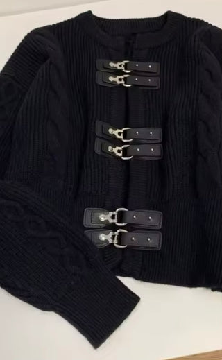 Buckle Cable Knit Sweater