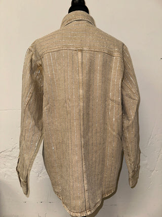 Tan Metallic Striped Shirt - The Vault by Sacha