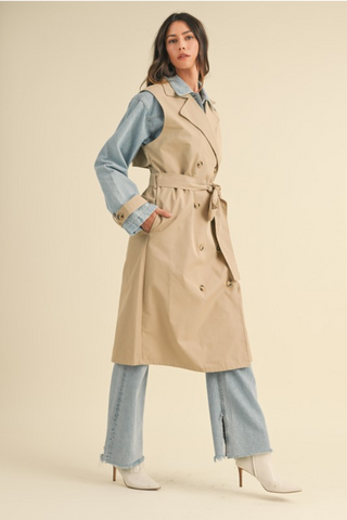 Layered Trenchcoat w. Denim Jacket