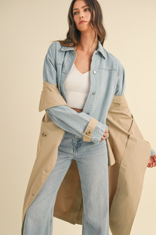 Layered Trenchcoat w. Denim Jacket