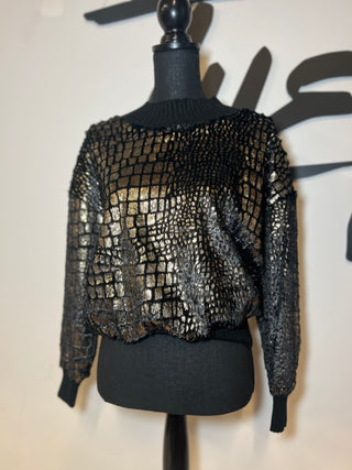 Velvet Gold Metallic Croc Print Sweater | SIZE S/M | FINAL SALE - The Vault by Sacha