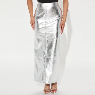 Platinum Stretch Pencil Skirt