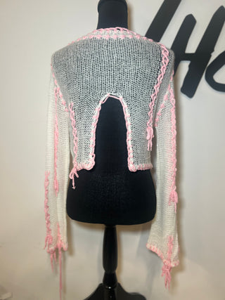 Pink & White Fringe Sweater | SIZE S | FINAL SALE - The Vault by Sacha