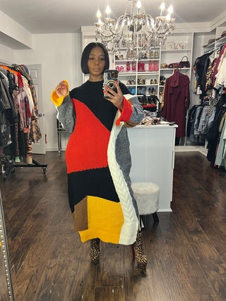 Fire 🔥 Color Block Maxi Sweater Dress - The Vault by Sacha