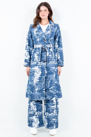 Jacquard Trim Long Trench Coat - The Vault by Sacha