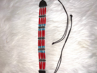 Buffalo Bone Choker Leather Beaded Stone Tribal Native American Necklace
