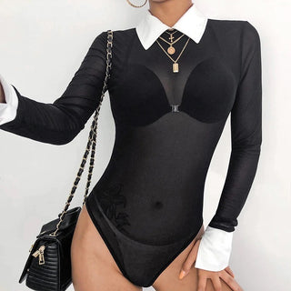 Sheer Collar Bodysuit