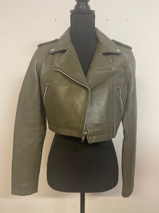 Green Crop Leather Jacket - The Vault by Sacha