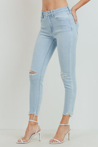 Distressed Knee & Ankle Jeans